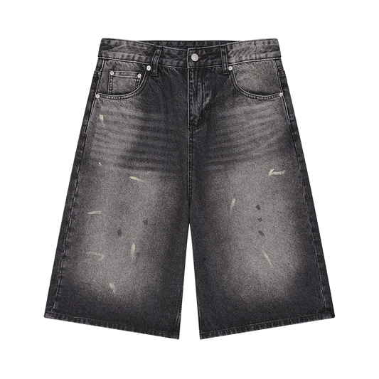 Men’s Vintage Wash Wide Leg Denim Shorts