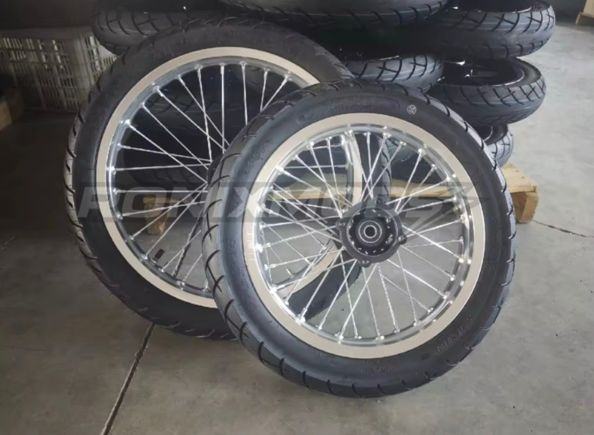 (2 WEEK PREORDER) Chrome & Black 17/14 Supermoto Wheelsets - Strike/Yozma/Tuttio/Valintsu