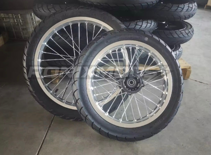 (2 WEEK PREORDER) Chrome & Black 17/14 Supermoto Wheelsets - Strike/Yozma/Tuttio/Valintsu